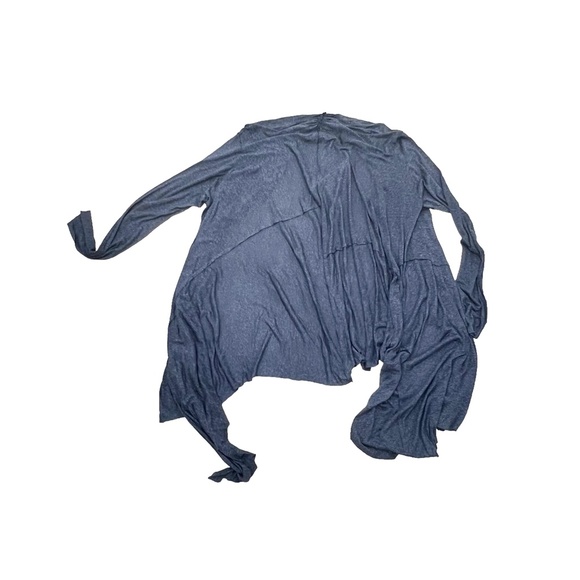 CUT25 BY YIGAL AZROUEL DENIM BLUE SILK/VISCOSE OPEN ASYMMETRICAL CARDIGAN - Picture 16 of 16